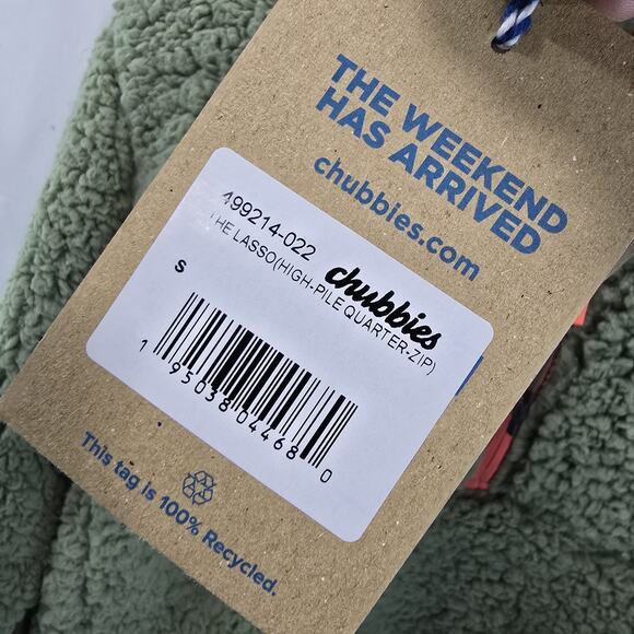 Chubbies Pullover Mens Small Green Fleece Quarter Zip High Pile Lasso Pink - Picture 9 of 10